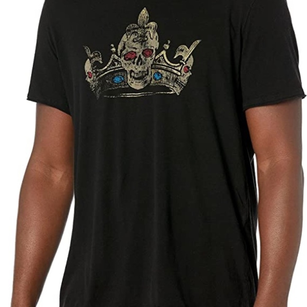 John Varvatos Star USA Men's Ss Raw Edge Vintage Wash-Skull Crown